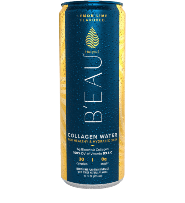 12 ounce can of beau lemon lime flavored marine collagen water
